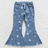 P0108 Blue Star Denim Flared Girl's Pants Jeans