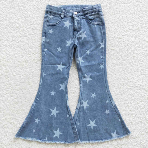 P0108 Blue Star Denim Flared Girl's Pants Jeans