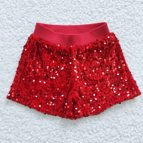 SS0098 Boutique Shiny Red Sequin Shorts