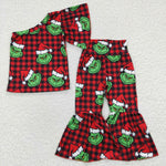 GSPO0654 Christmas Plaid Red Girl's Set