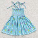 SALE GSD0350 Boutique New Summer Smocked Blue Fruit Girl's Dress