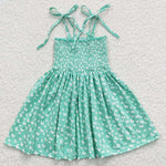 SALE GSD0351 Boutique New Summer Smocked Green Girl's Dress