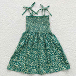 SALE GSD0369 Summer Smocked Straps Princess Sundress Floral Casual Holiday Dress Kids Beachwear