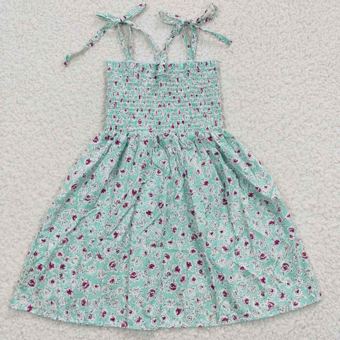 SALE GSD0370 Summer Smocked Straps Princess Sundress Floral Casual Holiday Dress Kids Beachwear