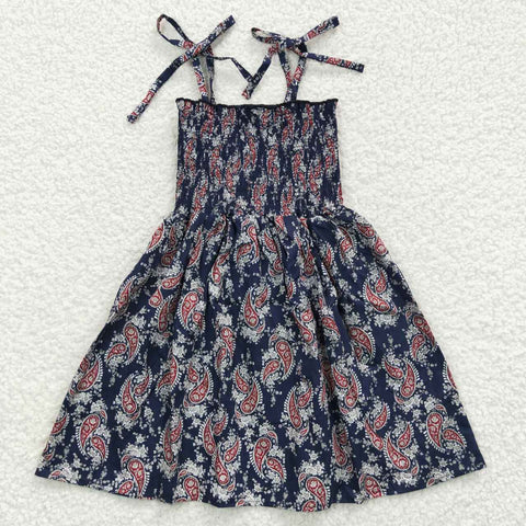 SALE GSD0366 Summer Smocked Straps Princess Sundress Floral Casual Holiday Dress Kids Beachwear