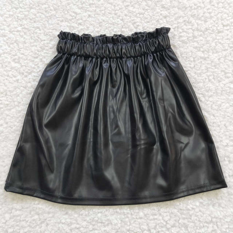 GLK0013 Black Leather Girl's Skirt