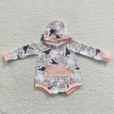 LR0275 Halloween Ghost Hoodie Baby Bubble Girl's Romper