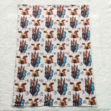 BL0050 Western Cow Cactus Newborn Baby Blanket