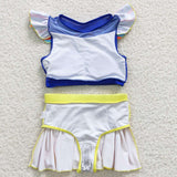 S0144 Princess Blue Yellow Cute Girl's Swimsuit