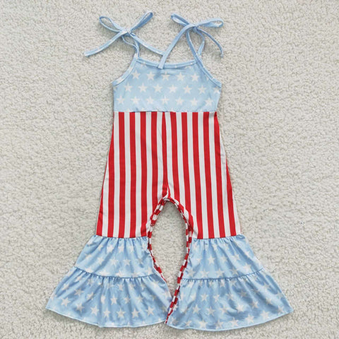 SR0385 July 4th Star Stripe Girl's Jumpsuit