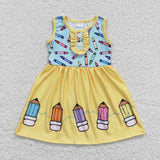 GSD0383 Back to school Pencil Yellow Girl's Dress