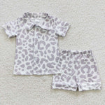 BSSO0272 Leopard Boy's Girl's Pajamas Set