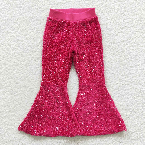 P0112 Boutique Deep Pink Shiny Sequin Pants
