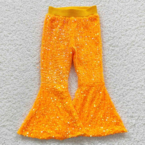 P0149 Boutique Bright Orange Shiny Sequin Pants