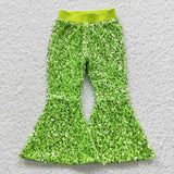 P0148 Boutique Green Shiny Sequin Pants