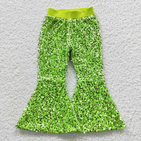 P0148 Boutique Green Shiny Sequin Pants