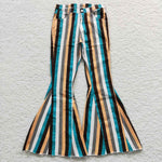 Adult Green Stripe Jeans Fashion Flared Pants