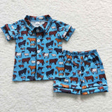 BSSO0276 Cow Boy's Girl's Pajamas Set