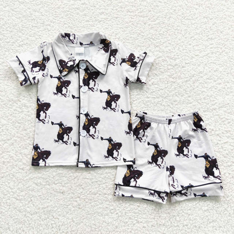 BSSO0277 Horse riding Boy's Girl's Pajamas Set