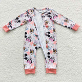 LR0298 Cartoon Mouse Pink Baby Zip Sleeper