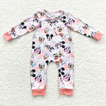 LR0298 Cartoon Mouse Pink Baby Zip Sleeper