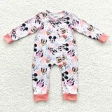 LR0298 Cartoon Mouse Pink Baby Zip Sleeper