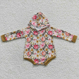 LR0299 Hoodie Flower Baby Bubble Hoodie Romper