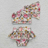 GBO0157 Flower Ruffles Baby Girl's Bummie Set