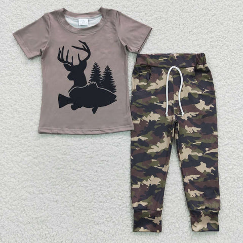 BSPO0108 Deer tree Camo Grey Boy's Set