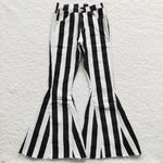 P0121 Black Stripe Jeans Fashion Flared Pants