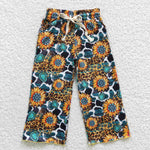 P0138 Sunflower Turquoise Girl's Wide leg pants