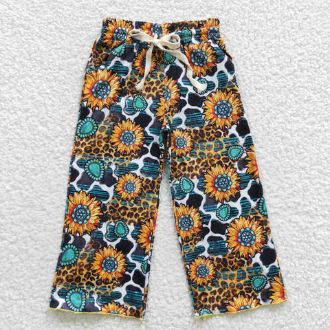 P0138 Sunflower Turquoise Girl's Wide leg pants