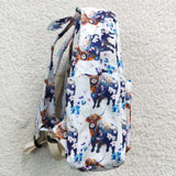 BA0078 Cow Flower Backpack Bag