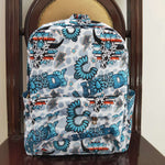 BA0076 HOWDY Blue Leopard Backpack Bag