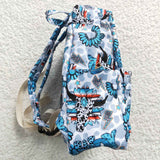 BA0076 HOWDY Blue Leopard Backpack Bag