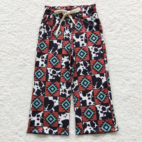 P0140 Western Plaid Girl's Wide leg pants