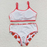 S0142 Strawberry Pink Tassel Girl's Swimsuit