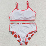 S0142 Strawberry Pink Tassel Girl's Swimsuit