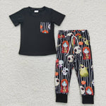 BSPO0105 Halloween Cartoon Black Boy's Set