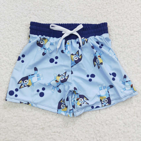 S0137 Summer Boys blue dog cartoon Trunks Boy's Shorts