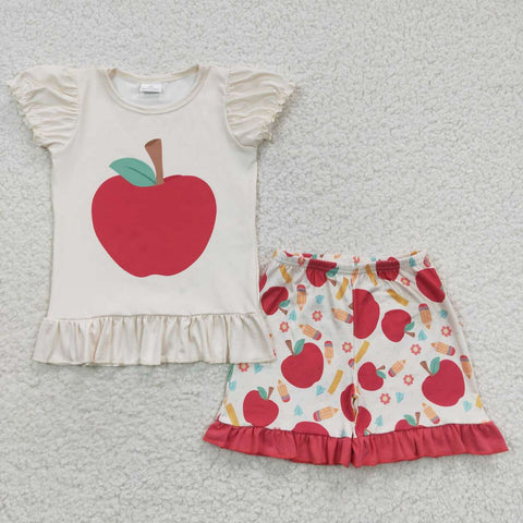 GSSO0359 Apple Pencil Red Girl's Shorts Set
