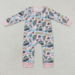 LR0322 Dad's Fishing Buddy Zip Baby Romper Onesie Girl