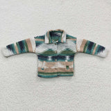 BT0251 New Kids Western Green  Flannel Boy's Girl's Shirt Coat