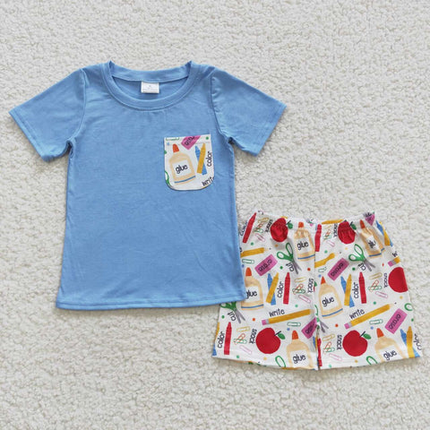 BSSO0278 Apple Write Boy's Shorts Set