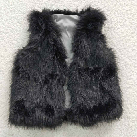 Fashion Winter Plush Vest Black Coat