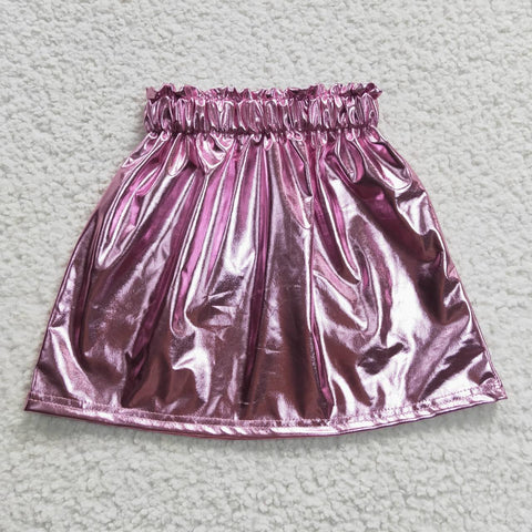 GLK0014 Pink Leather Girl's Skirt