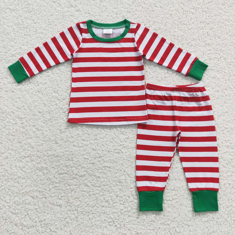 6 A8-16 Christmas Red Stripe Pajamas Set