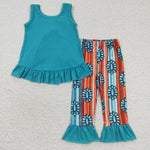 GSPO0665 Turquoise Stripe Girl's Set