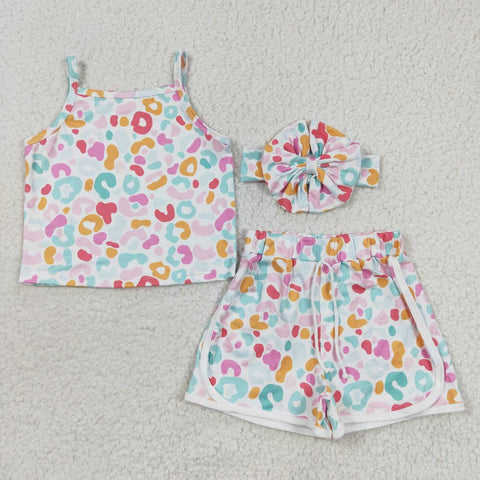 GSSO0342 Summer Leopard Girl's Shorts Set