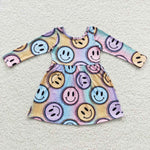 GLD0200 Smiley face Colorful Leopard Girl's Dress